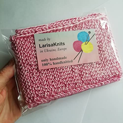 Exfoliating Knitted Back Scrubber Handles Two Sides Body Shower Deep Cleans Skin Massages Invigorating Blood Circulation Men Women One Size Japanese Bath Wash Scrub Cloth (Pink)