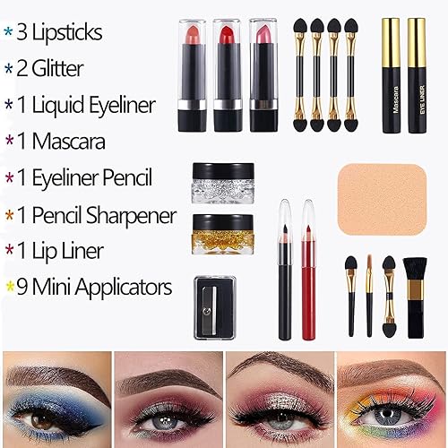 M 58 Color Professional Makeup Kit for Women Full Kit, Include Eyeshadow Facial Blusher Eyebrow Powder Face Concealer Powder Eyeliner Pencil and a Mirror(331N)