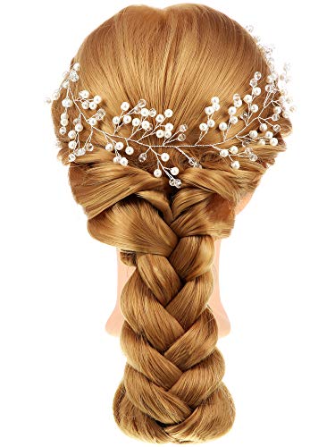 WILLBOND 4 Pcs Flower Girl Headband Flower Girl Hair Accessory Silver Wedding Headpiece Princess Crystal Pearl Headband for Wedding Birthday First Communion Party Photography