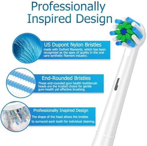 Replacement Brush Heads Fit for Braun Oral b, Compatible with Oral-B Pro 1000/2000/3000/5000/6000 Smart and Genius Electric Toothbrush, 12 Pcs (White)