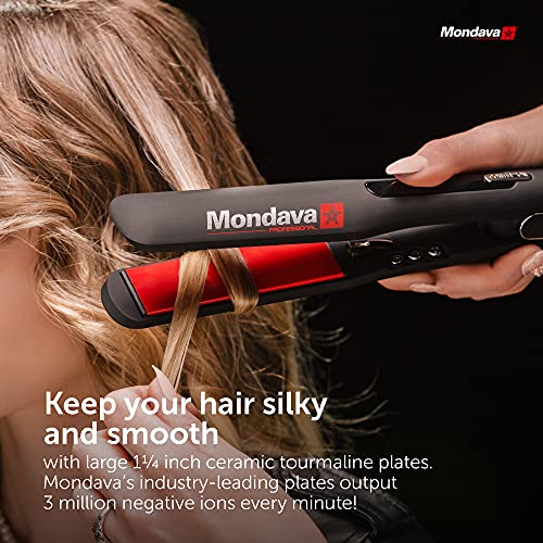 Professional | Ceramic Tourmaline Flat Iron Hair Straightener 1¼" | (Dual Voltage) | (Adjustable Temperature Digital Technology) | Straighten & Style Wild Hair in Under (8 Min)