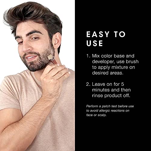 Pacinos Hair & Beard Color Kit (Dark Brown) - Hair Color For Men, Eliminates Grays in 5 minutes, Easy to Apply Brush-In Formula, Enhances Appearance of Hair, For Moustache & Beard