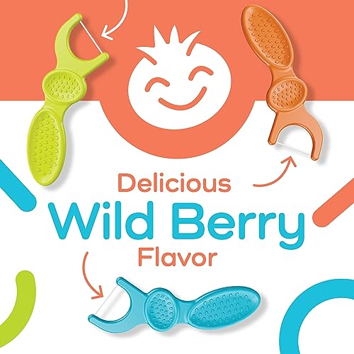 Plackers Kids Dental Floss Picks 75, Multicolor, Fruit Smoothie Swirl, Original Version, 300 Count (Pack of 4)