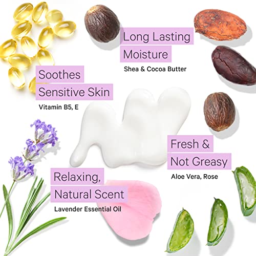 Tree to Tub Shea Butter Hand Cream for Dry Cracked Hands - Moisturizing Sensitive Skin Hand Lotion for Women & Men, Non-Greasy Vegan Hand Moisturizer w/Organic Cocoa, Aloe Vera, All Natural Lavender