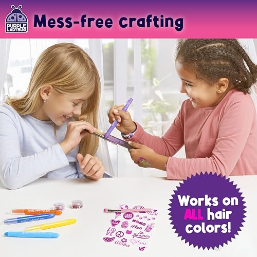 PURPLE LADYBUG 12 Colors Hair Chalk for Girls Washable Hair Dye - Birthday Gifts for Girls Ages 8-12, Temporary Hair Color for Kids, Tweens & Teens for Summer, Party - Craft for Girls 6 7 8 9 10 11 12