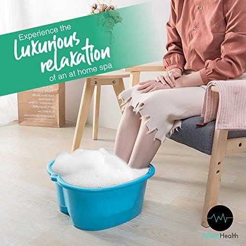 AllSett Health Foot Soaking Bath Basin – Large Size for Soaking Feet | Pedicure and Massager Tub for at Home Spa Treatment | Callus, Fungus, Dead Skin Remover, Blue
