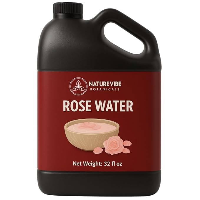 Naturevibe Botanicals Pure Rose Water Toner 32 oz Hydrating Facial Mist & Hair Spray | 100% Natural, Alcohol-Free Skin Care & Makeup Setting Spray