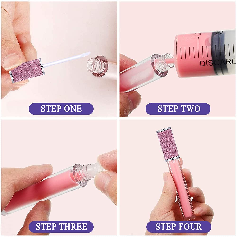 AMORIX 72 Pack 5ml Rainbow Lip Gloss Tubes with Wand 5ml Lip Gloss Containers Empty Lipgloss Bottles + 4pcs Syringes for DIY Lip Gloss Balm