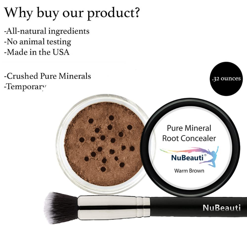 Root Touch Up Powder - Natural Hairline Concealer with 11 Shades - Free of Fragrance, Talc & Parabens (With Brush, Warm Brown)