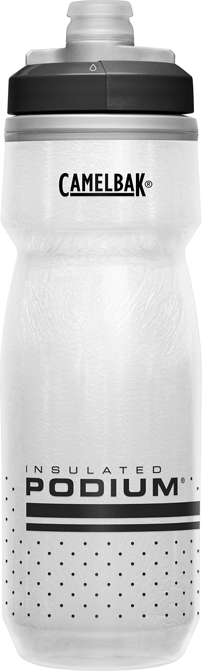CamelBak Podium Chill Insulated Bike Water Bottle - Easy Squeeze Bottle - Fits Most Bike Cages - 21oz, White/Black