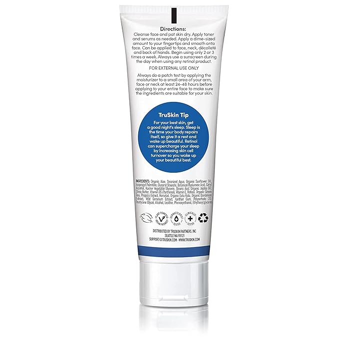 TruSkin Retinol Face Moisturizer – Powerful Anti-Aging Moisturizer for Women with Hyaluronic Acid & Vitamin E – Retinol Cream for Face for Youthful-Looking Appearance, 4 fl oz