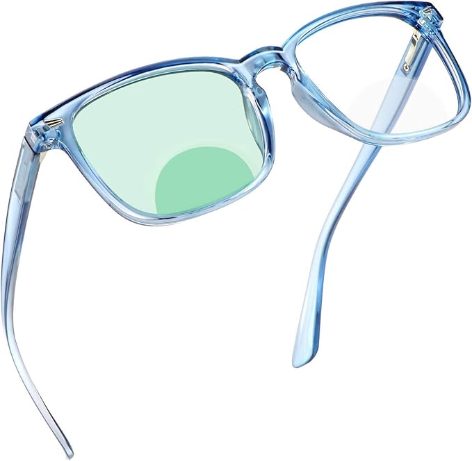 YEIN Bifocal Reading Glasses with Blue Light Blocking Lenses, Bifocal Reader for Women and Men, Vintage Square frame with Spring Hinge (+0.75/+3.25 magnification)