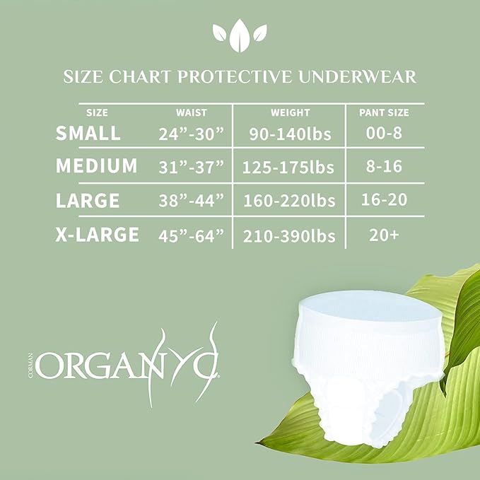 Organyc Bladder Control Underwear for Women - Organic Cotton Protective Underwear for Incontinence, Leak Protection, Odor Protection and Sensitive Skin, Small, 56 Count