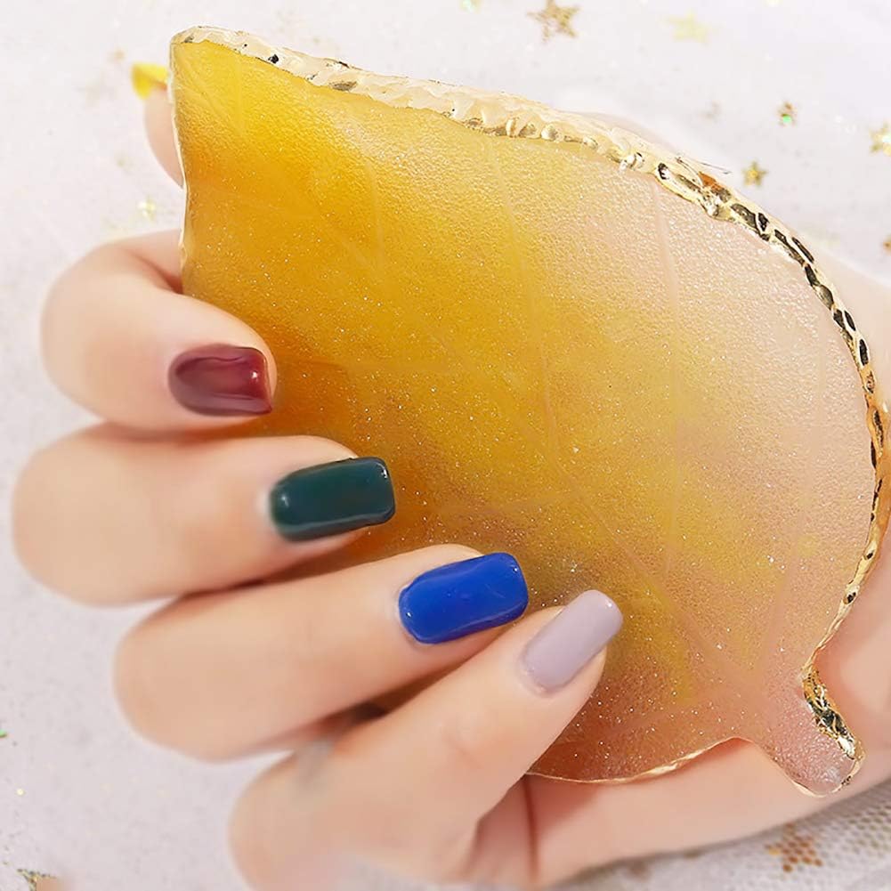 1 Pcs Leaf Resin Nail Art Palette Painting Makeup Palette Tray Cosmetic Nail Gel Polish Colors Mixing Pallet Yellow