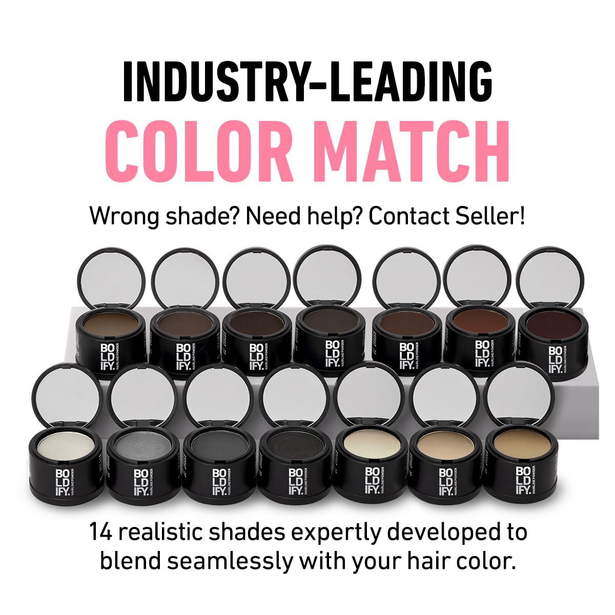 BOLDIFY Hairline Powder (LARGE, 10g) - Root Touch Up Hair Color for Gray Coverage - Bald Spot Concealing Hair Powder for Women & Men - 48-Hour Stain-Proof - Gray