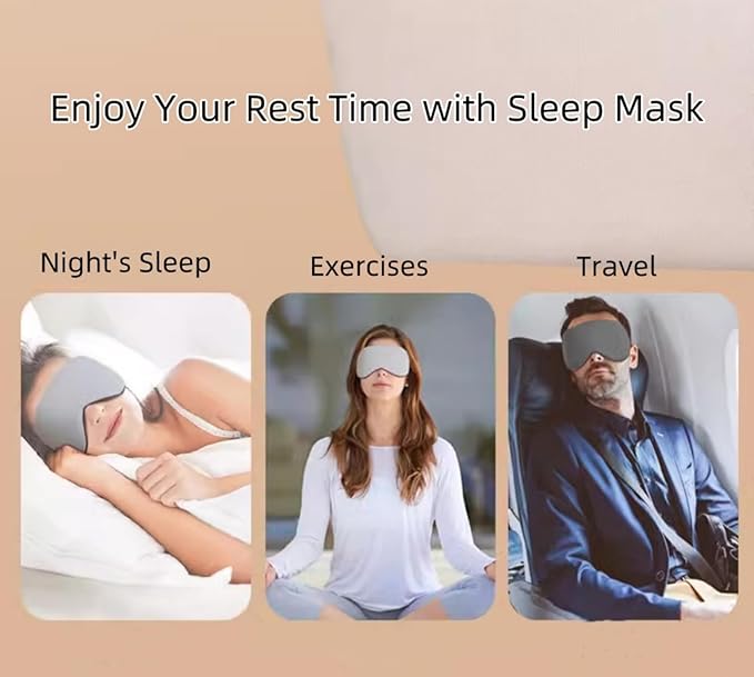 Sleep Mask FSA or HSA Eligible,Dual Warm & Cool Function,Soft-Covered Eye Mask for Sleep, Blocks Light to Reduce Dark Circles, Adjustable Ear Loops, Travel Bag Included Gift for Men and Women