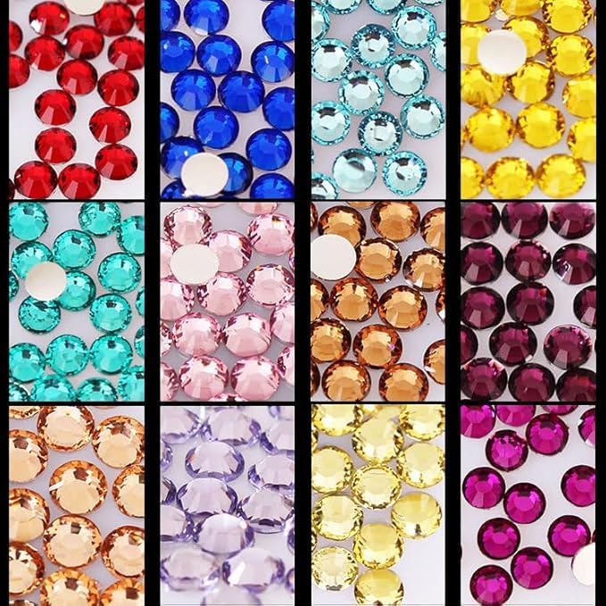 Gold and Brown Rhinestones with Glue(S8-S30) for Bedazzling, 2mm-6mm Non-Hotfix Flatback Nail Gems Beads with B7000, Resin Nail GemsStones Diamond Kit for Bedazzle Crafting, Nails DIY Art Decoration