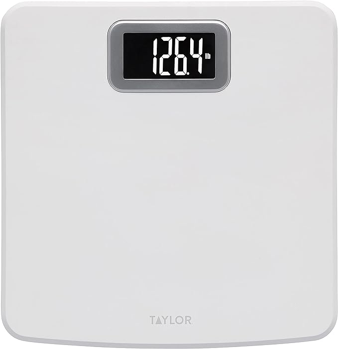 Taylor Digital Scale for Body Weight, High 400 LB Capacity, Easy to Read Readout Display with Silver Bezel Accent, Durable Platform, White