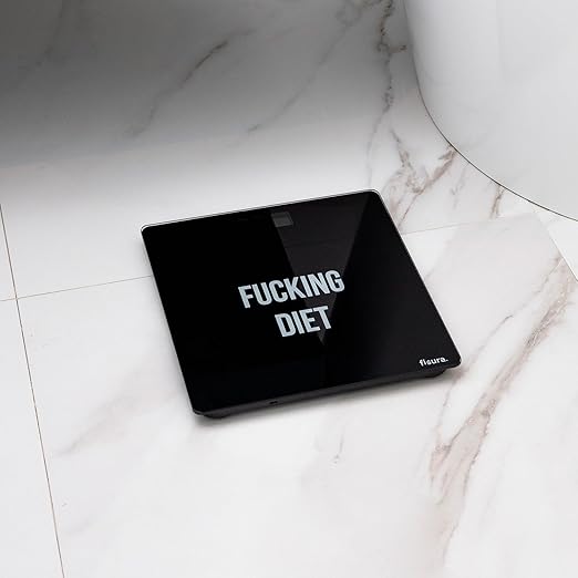 Fisura - Digital Bathroom Scale f*cking Diet. Glass Bathroom Scale. Electronic Bathroom Scale up to 180 kg and 50 g Accuracy, Step-On Technology. 30 x 30 cm