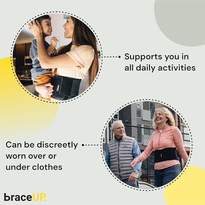BraceUP Back Support Belt for Men and Women - Breathable Waist Lumbar Lower Back Brace for Sciatica, Herniated Disc, Back Pain Relief, with Dual Adjustable Straps (S/M 28-35 In)
