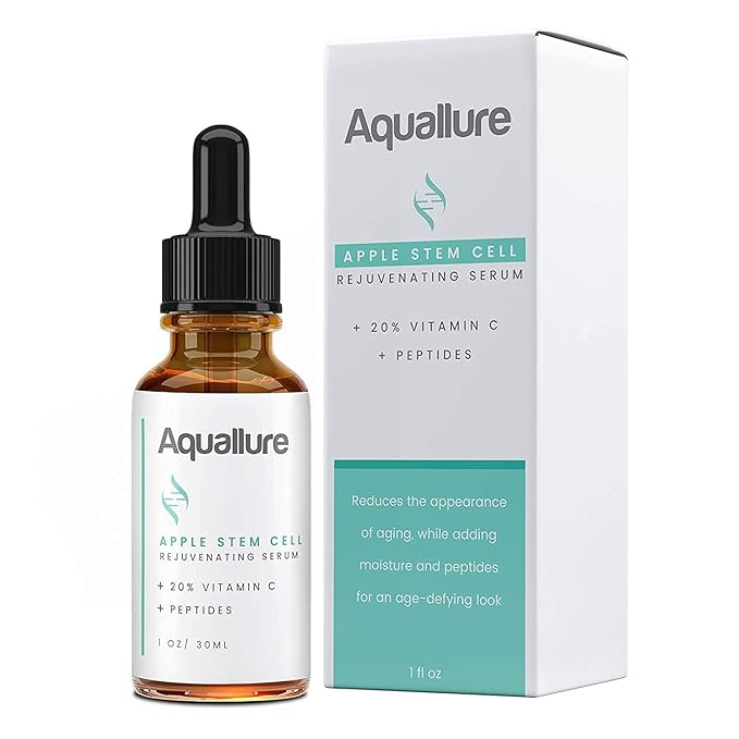 Complexion MD Exfoliating Face Scrub (1.69 oz) - Aquallure Apple Stem Cell Rejuvenating Serum (1 oz) - Anti Aging - Pore Refining Microdermabrasion - Green Tea, Peptides & Hyaluronic Acid (2 items)