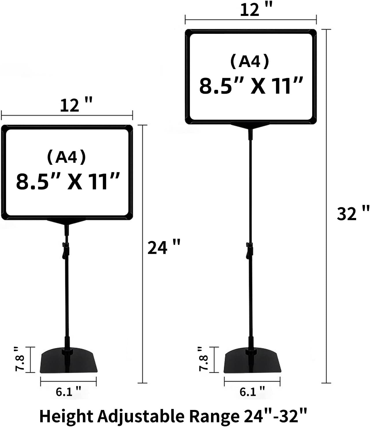 Sign Holder Stand,Sign Stand for Display,Adjustable Sign Holders For Table Top,Table Sign Holders 8.5 x 11,2 Packs,(Black, 39''height 2pcs)