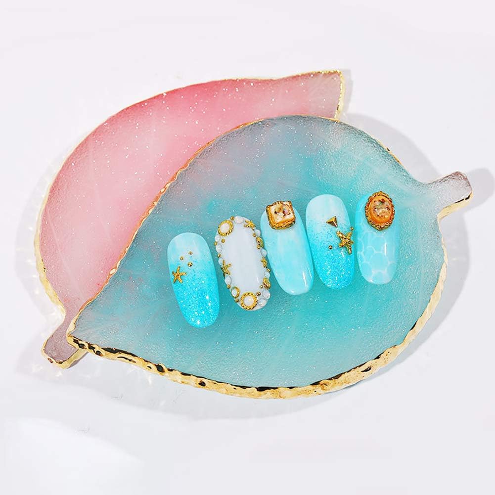 1 Pcs Leaf Resin Nail Art Palette Painting Makeup Palette Tray Cosmetic Nail Gel Polish Colors Mixing Pallet Pink