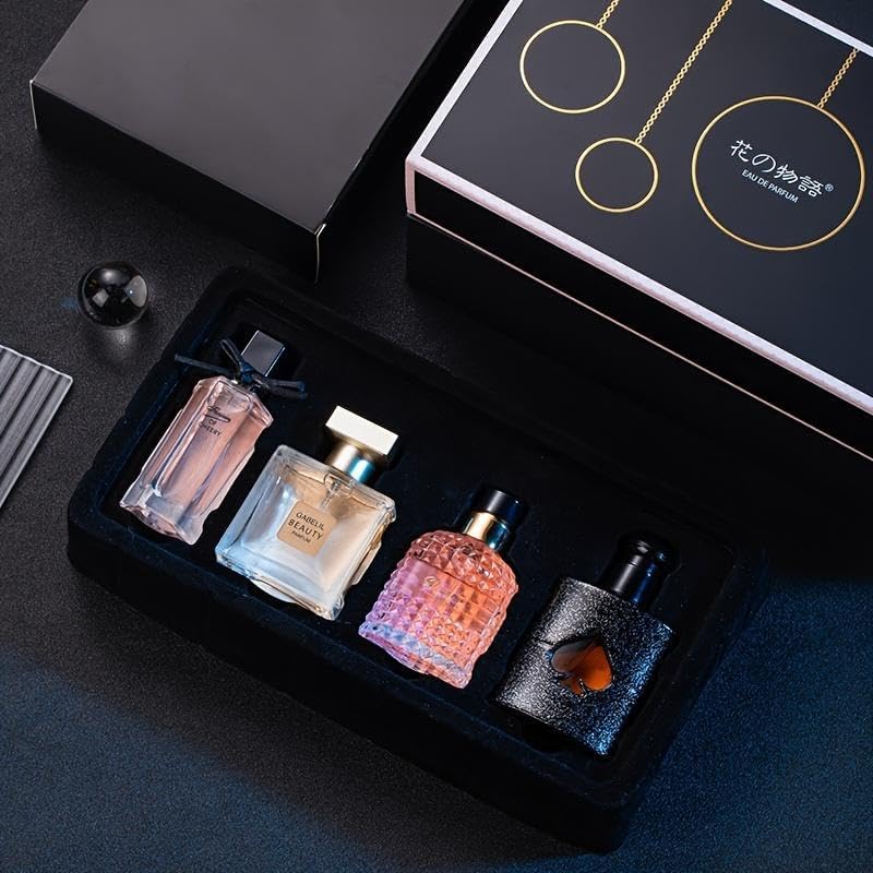 Women's Perfume Set: 4 Floral and Fruity Fragrances in a Gift Box, 105(25ml x3 +30ml) ml Total (3.5oz). Perfect for Gifting or Personal use, Elegant and Timeless Scents for any Accasions