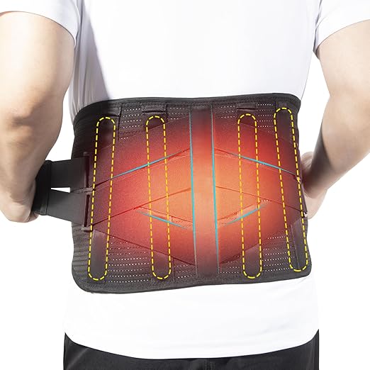HONGJING Back Support Belt with Heat for Lower Back Pain Relief, Rechargeable Back Bace with 3 Temperature for Herniated Disc, Sciatica, Works for Men or Women (M)