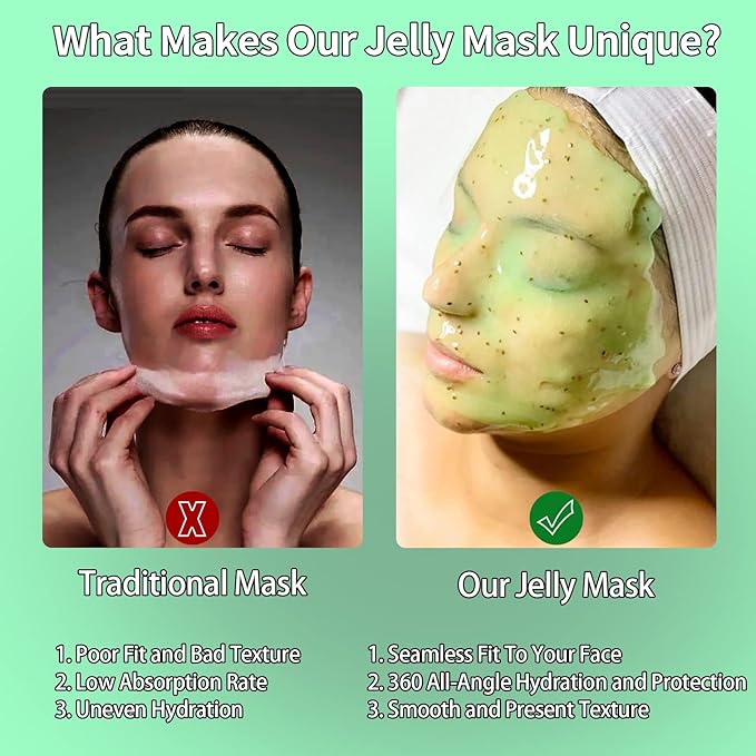 Glowing Biotin Peel-Off Jelly Mask Set, Jelly Mask For Facials, Face Mask For Instant Hydration, Vegan Peel Off Face Mask, Facial Skin Care Product Peel Off For Moisturizing, Glowing