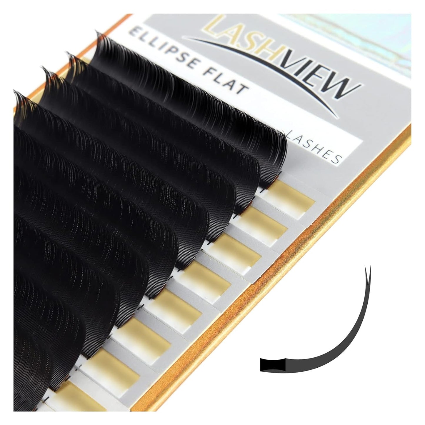 LASHVIEW Eyelash Extension,Ellipse Flat Eyelash Extensions,Individual Lashes,0.15mm C Curl 10mm,Lash Extension,Semi-Permanent,Extremely Light & Soft,Professional Salon Use.