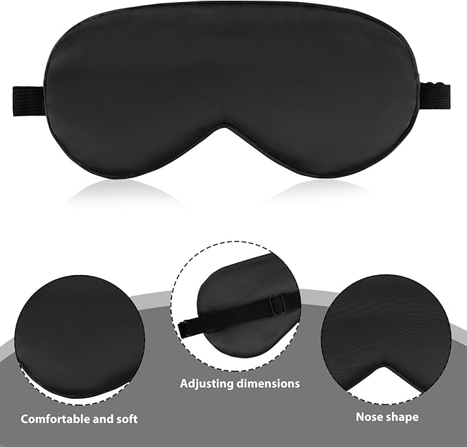 10 Pcs Sleep Mask, Natural Silk Eye Mask Cover 3D Adjustable Strap Sleeping Mask Comfortable Soft Elastic Bands Eye Shade Cover for Travel Sleeping All Night Sleep