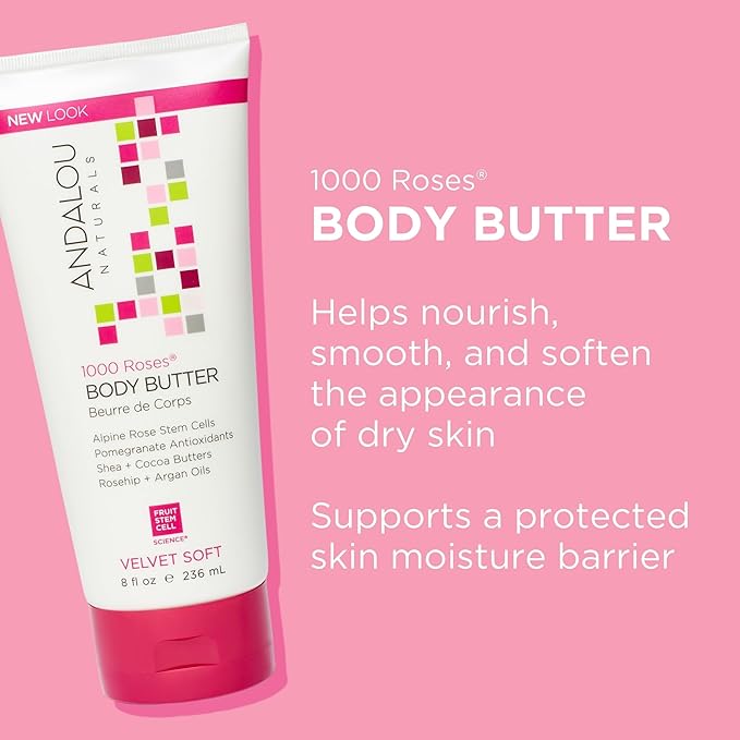 Andalou Naturals Body Btr, 1000 Roses, Velvet Soft, 8 Fl Oz