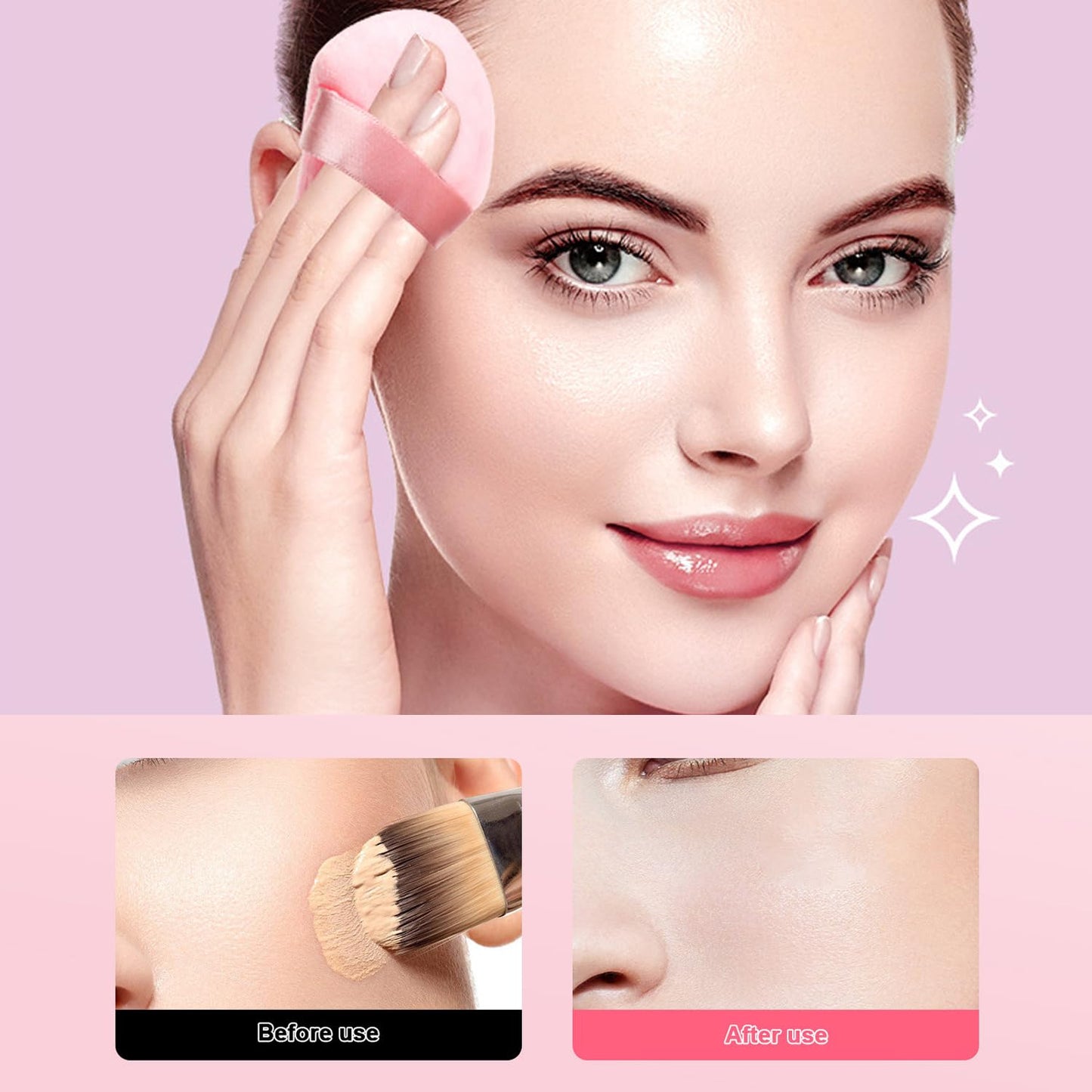 24 Pcs Triangle Powder Puff, Cotton Makeup Puff, Washable Face Powder Puff (24LP), Christmas Gifts Stocking Stuffers for Women Girls