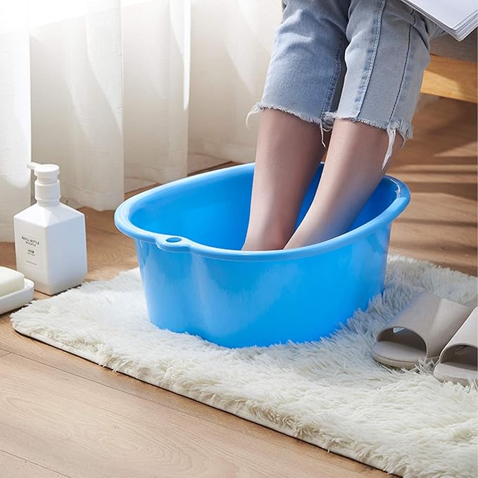 Foot Soaking Bath Basin: Plastic Foot Spa Basin for Soaking Feet - Foot Soaking Tub with Massage Dots - Roomy Foot Soak Bucket for Water Spa and Foot Massage (Purple)