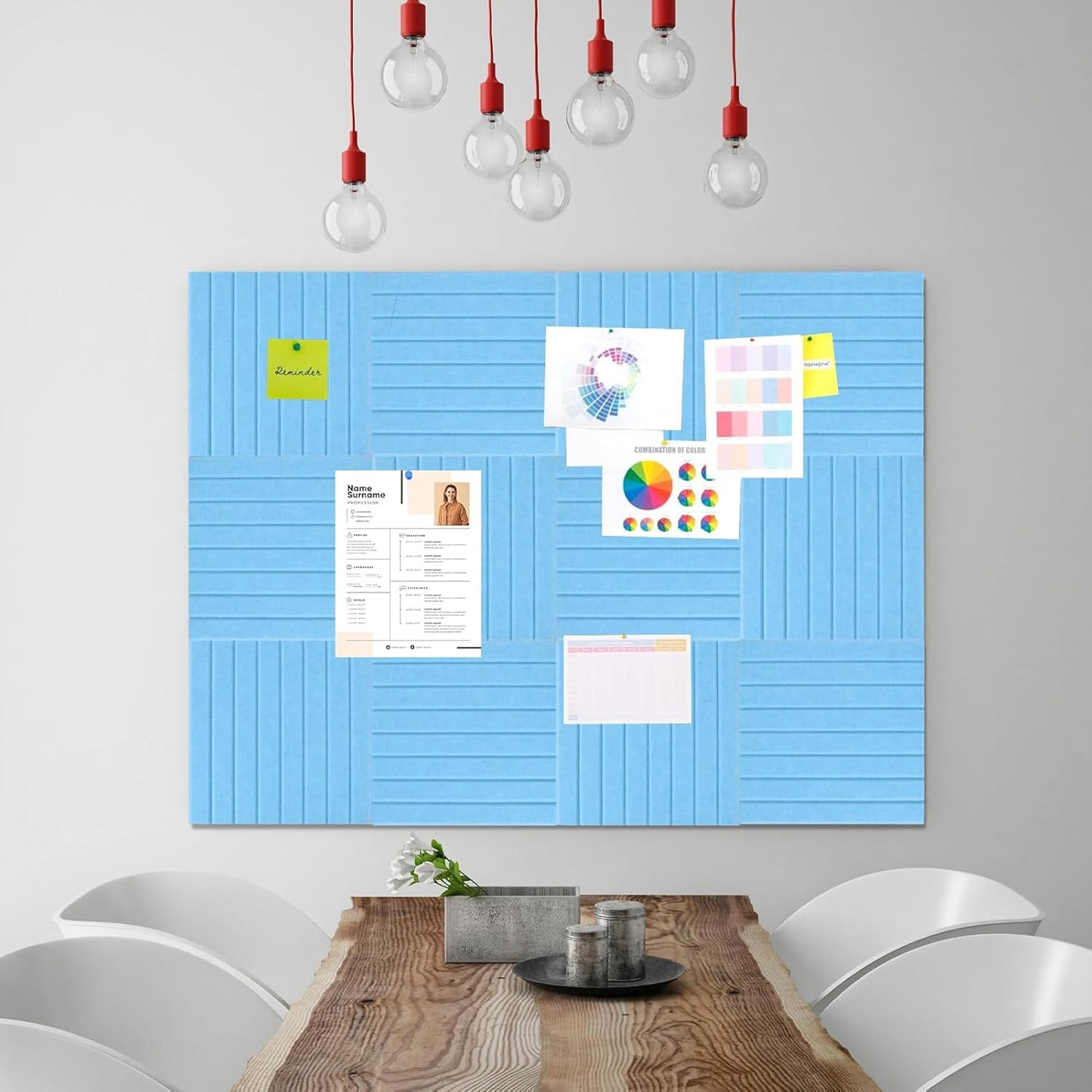 Cork Boards for Walls 48" x 36" Felt Board Alternative, 12 Pack Felt Wall Tiles Bulletin Board, Large Cork Board for Office Pin Board Tack Board Cork Boards