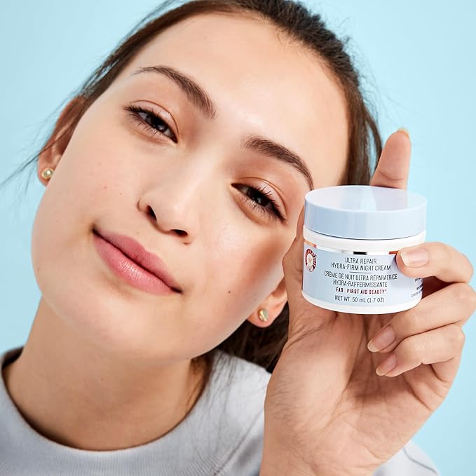 First Aid Beauty - Ultra Repair Hydra-Firm Night Cream, Hydrating Night Repair Skin Cream, Visibly Combat Signs of Aging, Deeply Rich & Buttery Texture, Alcohol Free, Sensitive Skin Safe, 1.7 oz