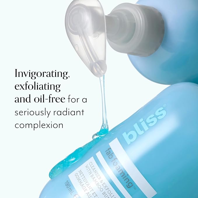 Bliss Pro Fab Foaming 2-In-1 Cleanser and Exfoliator with Bamboo Buffers - 17.2 Fl Oz - Oil-Free Gel Face Wash - Makeup Remover - Vegan & Cruelty Free