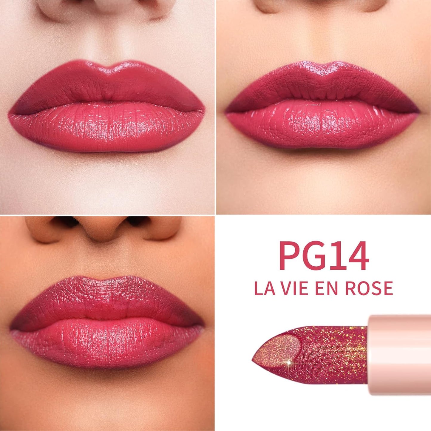 Oulac Infinity Moisture Shine Lipstick - High Shine Shimmery Finish, Super Creamy Texture, Medium to High Coverage - Gluten Free, PG14 La Vie en Rose