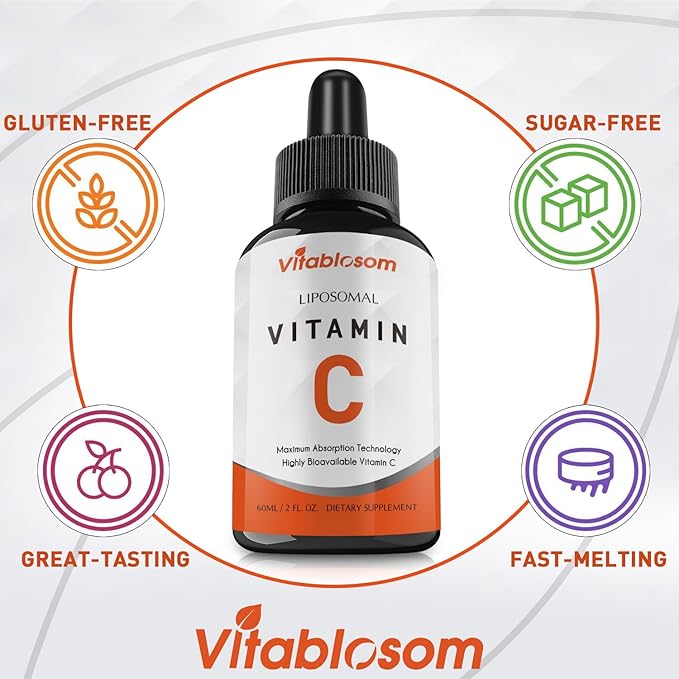 Liposomal Vitamin C 2000mg Liquid for Adults, High Absorption VIT C, Maximize Vitamin C, Good for Immune System & Antioxidant, 60ML (8 Bottles)