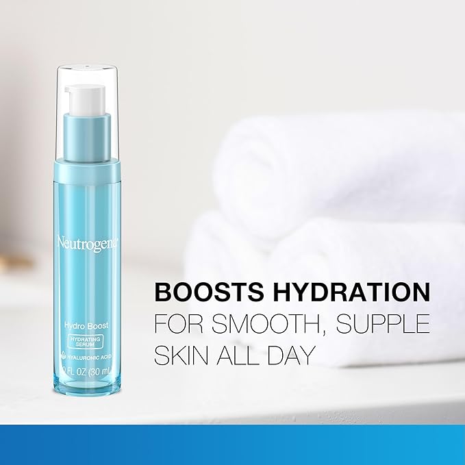 Neutrogena Hydro Boost Hydrating Hyaluronic Acid Serum, Hydrating Face Moisturizer For Dry Skin, Oil-Free Non-Comedogenic Moisturizer, 1 FL OZ
