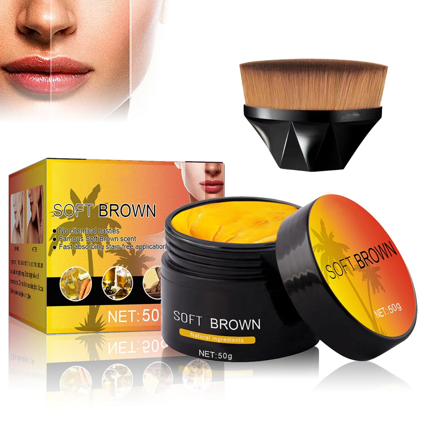 ZHISHUDL Tanning Gel Soft Brown Tanning luxe Gel Natural Carrot Sun Tanning Gel with Brush Soft Brown Dark Tanning Cream for Outdoor & Sunbeds Sun