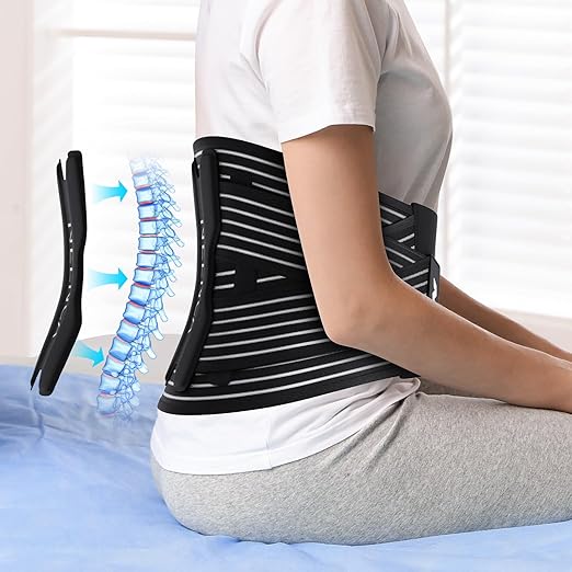 NEENCA Back Brace for Lower Back Pain Relief - Ergonomic Lumbar Support with Removable Steel Stays, Breathable Back Support Brace for Posture Correction, Sciatica, Herniated Disc, Scoliosis, Office Work, Lifting, Exercise (Black, Large)