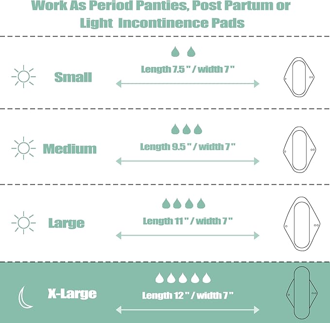 wegreeco Reusable Menstrual Pads - Reusable Sanitary Pads | Reusable Panty Liners | Soft Cloth Menstrual Pads - 6 Pack with 1 Cloth Mini Wet Bag (Large, Mix Prints)