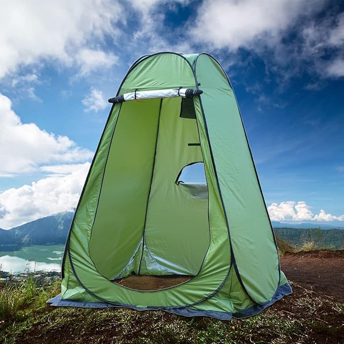 1-2 Person Portable Pop Up Shower Privacy Shelter Tents with 3 Windows, Waterproof UV Protection Picnic Camping Fishing Shelter Tent, Outdoor Dressing Room Beach Isolation Sun Shelter (Green)