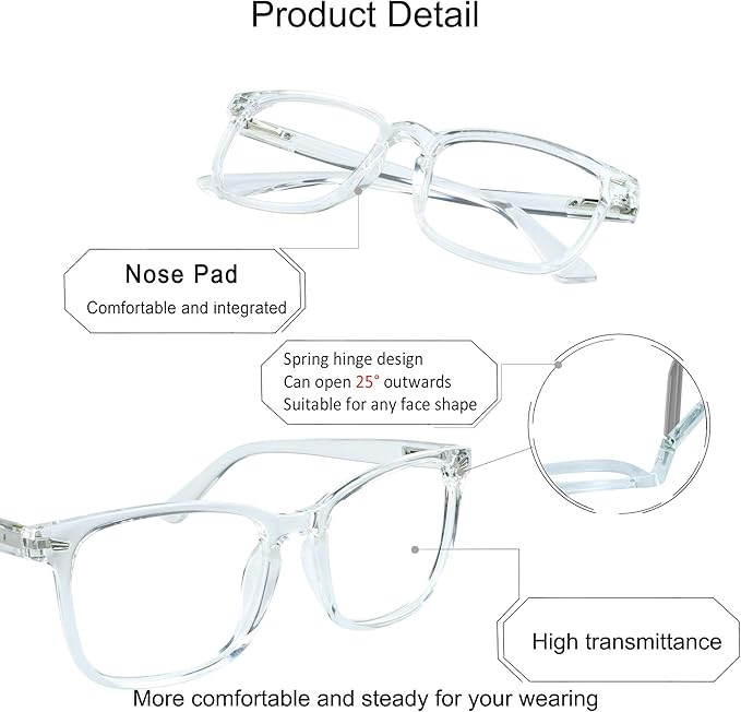 YEIN Bifocal Reading Glasses with Blue Light Blocking Lenses, Bifocal Reader for Women and Men, Vintage Square frame with Spring Hinge (+0.00/+1.75 magnification)