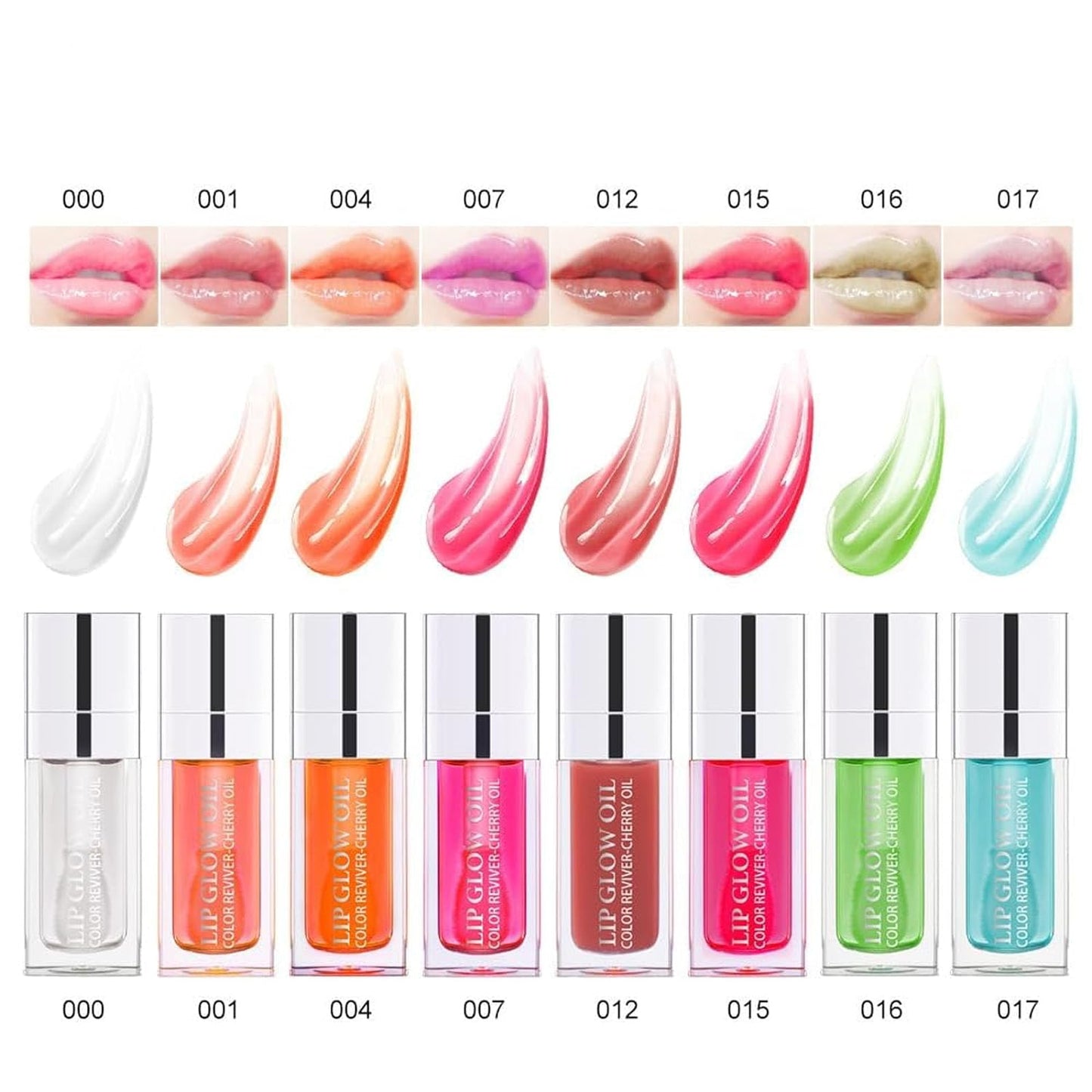 Hydrating Lip Glow Oil, Lip Oil Gloss Transparent Toot Tinted Nourishing Long Lasting Repairing Lightening Lip Lines (GREEN APPLE) 0.2 OZ