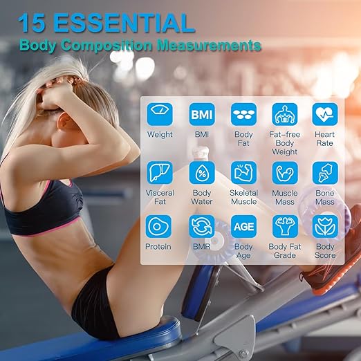 Smart Scales, Weight and Fat, FSA HSA Compliant - High Accuracy Bluetooth Digital Bathroom Scales, BMI, Heart Rate and 15 Metrics, App Sync, 400 lbs