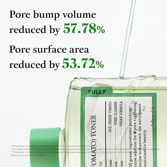 FULLY Green Tomato Toner, Pore Tightening with 95% Green Tomato Extract and VIT C, Skin Soothing and Hydrating, Fragrance Free, Vegan & Dermatologically Tested, 8.45 fl.oz