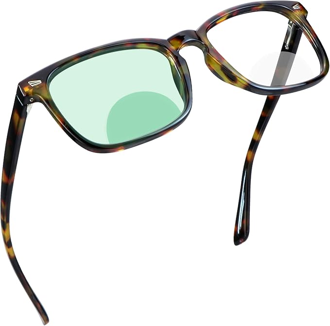 YEIN Bifocal Reading Glasses with Blue Light Blocking Lenses, Bifocal Reader for Women and Men, Vintage Square frame with Spring Hinge (+0.50/+2.50 magnification)